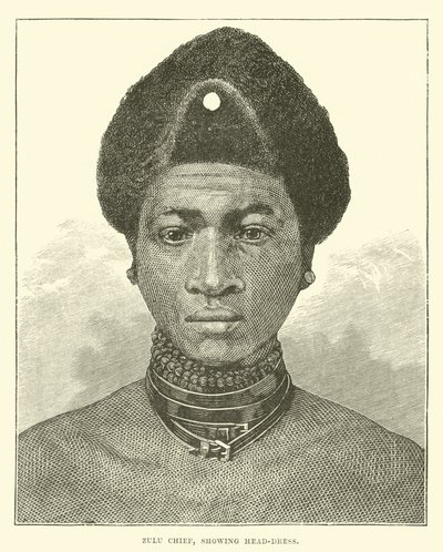 Zulu-hoofdman, met hoofdtooi door English School