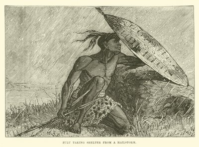 Zulu schuilt voor een hagelstorm door English School