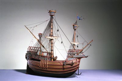 1:60 schaalmodel van een Vlaamse kraak uit c.1480 door English School English School