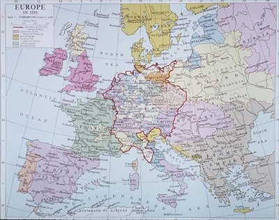 Europa in 1519, uit een moderne atlas, uitgegeven door George Philip & Son, Ltd door English School English School