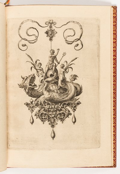 Prent, Plaat 4, uit Bullarum Inaurium etc. Archetypi Artificiosi Pars Altera (Hangers, Oorbellen, etc. Ontwerpen van de Meest Bekwame Aard, Deel Twee) door Engraved by Adriaen Collaert