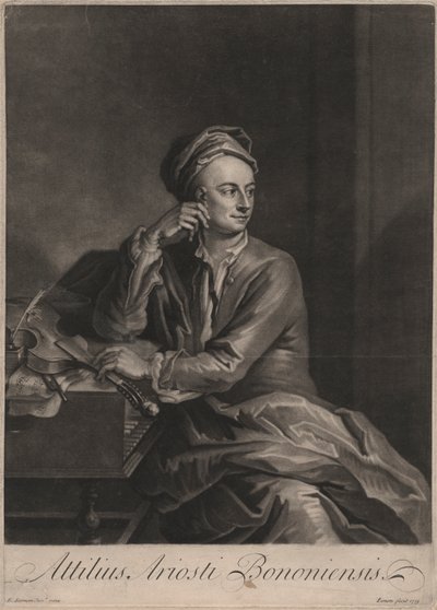 Attilus Ariosti Bononiensis, gegraveerd door John Simon, 1719 door Enoch Seeman