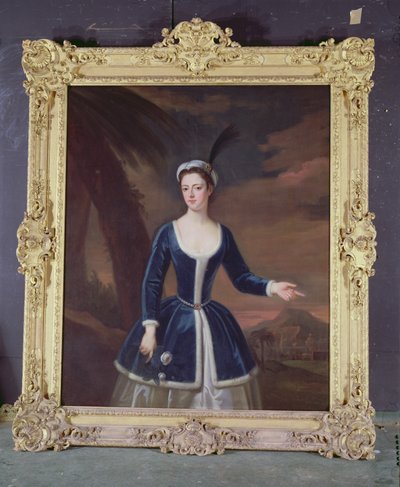 Portret van Mary Slingsby in een oosters landschap door Enoch Seeman