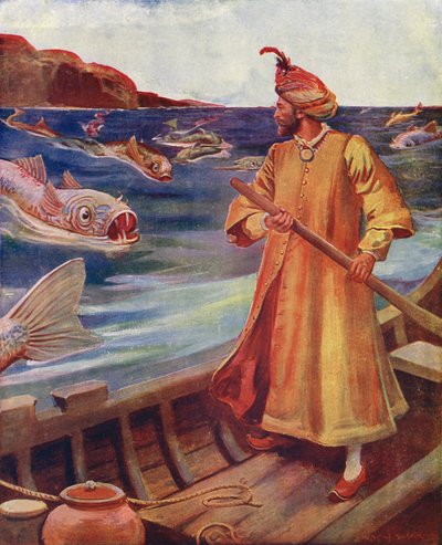 Sindbad ziet de Grote Vissen door Enoch Ward