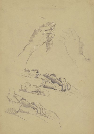 Zes studies van handen, ca. 1870-90 door Enoch Wood Perry