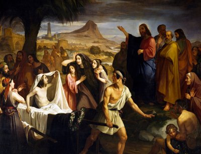 Opstanding van de zoon van de weduwe van Naim, door Enrico Pollastrini, Kerk van Sint Maria van Hulp, Livorno, Toscane, Italië door Enrico Pollastrini