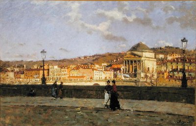 Kade langs de rivier de Po en de kerk van Grande Madre di Dio, Turijn, 1882 door Enrico Reycend