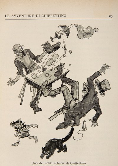 Illustratie uit Le Avventure di Ciuffettino door Enrico de Conti Novelli