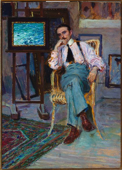 Portret van de schilder Antonio Discovolo, 1903 door Enrico della Lionne