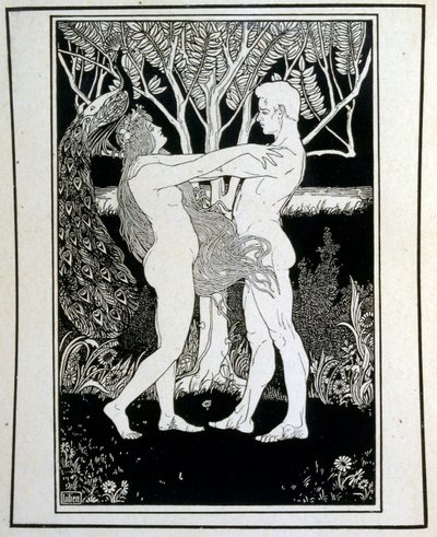 Adam en Eva (onschuld), uit het boek Juda geïllustreerd door Ephraim Moses Lilien. Lilian wordt beschouwd als de vader van de zionistische iconografie, gecreëerd in de Jugendstil stijl. Hij illustreerde 