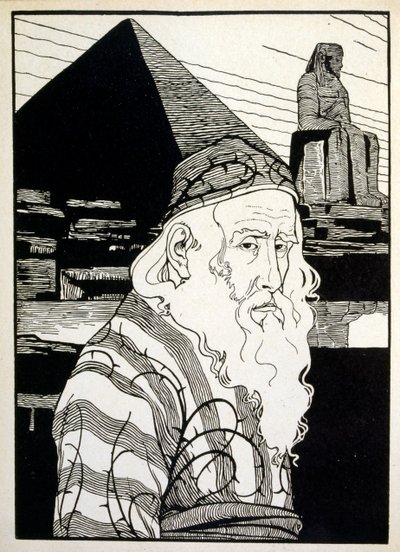 Pasen, uit het boek Juda geïllustreerd door Ephraim Moses Lilien (1874-1925). Lilien wordt beschouwd als de vader van de zionistische iconografie, gecreëerd in de Jugendstil (Duitse art nouveau) stijl. Hij illustreerde 