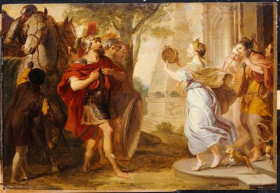 Jepthah begroet door zijn dochter door Erasmus Quellinus