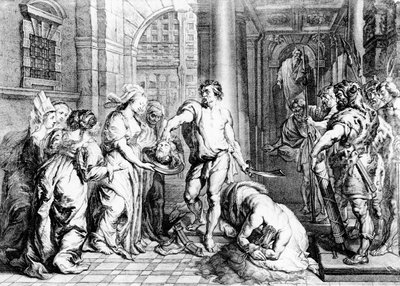 De executie van St. Johannes de Doper, gegraveerd door Martin I van den Enden door Erasmus Quellinus II