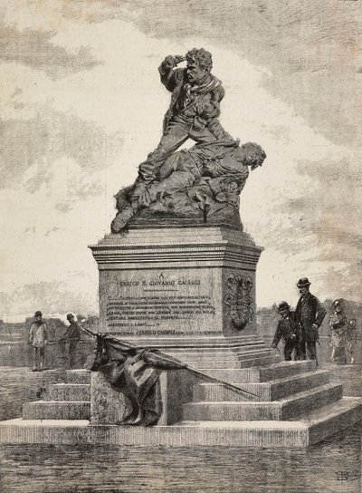 Monument voor Enrico en Giovanni Cairoli, Italiaanse patriotten, bronzen groep door de beeldhouwer Ercole Rosa, op de Pincio-heuvel, Rome, Italië door Ercole Rosa