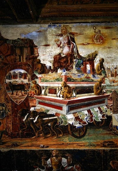 Detail van de Triomf van Vulcanus, uit de Kamer van de Maanden, 1467-70 door Ercole de Roberti