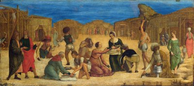 Het Verzamelen van Manna in de Woestijn van Sinaï door Ercole de Roberti