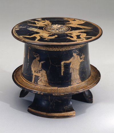 Roodfiguur pyxis, Attisch, c.430 v.Chr. door Eretria Painter Eretria Painter