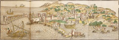 Panoramisch uitzicht op Rhodos, 1486 door Erhard Reuwich