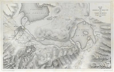 Kaart van de operaties van het Amerikaanse leger in de Vallei van Mexico in augustus en september 1847 tijdens de Mexicaans-Amerikaanse Oorlog door Erhard Schieble