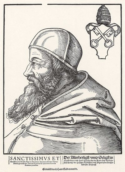 Portret van paus Paulus III Farnese door Erhard Schon