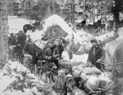 Prospectors die Porcupine Hill beklimmen op de Skagway Trail, Alaska, tijdens de Klondike Gold Rush (1897-98) 1898 door Eric A. Hegg