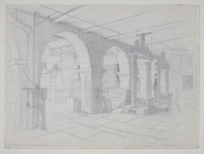 Een verpakkingswinkel, Bradford door Eric Gill