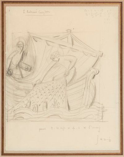 Christus en de wonderbaarlijke visvangst, december 1933 door Eric Gill