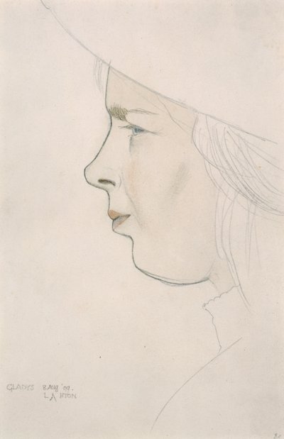 Portret van de zus van de kunstenaar, Gladys Laughton, 8 augustus 1909 door Eric Gill