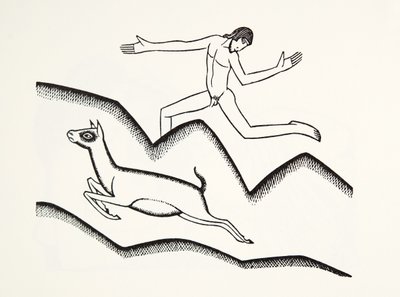 Springend over de bergen door Eric Gill