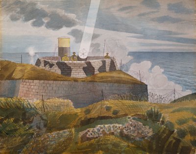 Schijnwerper bij Schemering, Oktober 1941 door Eric Ravilious