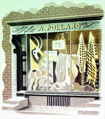 De bontwerker, gedrukt door de Curwen Press, uit High Street, door J.M. Richards, uitgegeven door Country Life, 1938 door Eric Ravilious