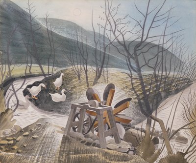 Waterrad, 1938 door Eric Ravilious