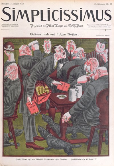 Adolf Hitler (1889-1945) verkoopt exemplaren van 