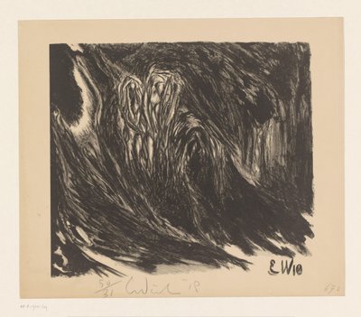 Abstracte compositie door Erich Wichmann (signed by artist)