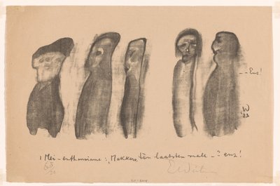 Vijf figuren op de Dag van de Arbeid door Erich Wichmann (signed by artist)