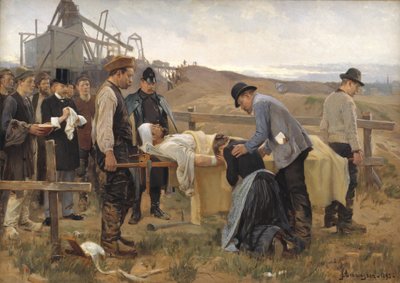Een gewonde arbeider door Erik Henningsen