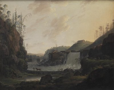 Rivierlandschap met een waterval bij Bogstad in Noorwegen door Erik Pauelsen