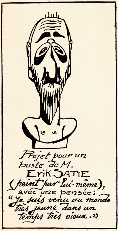 Busteproject van componist Erik Satie (1866-1925) door hemzelf: 