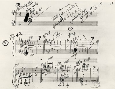 Handgeschreven manuscript van Parade door Erik Satie