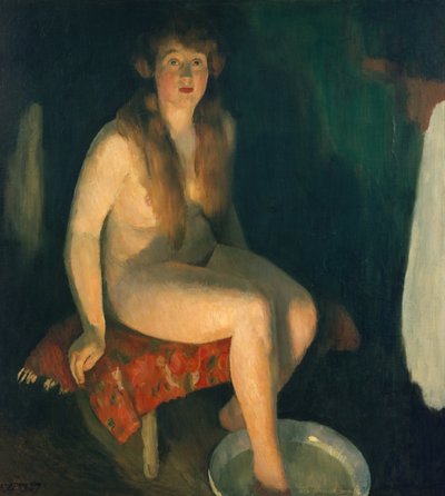 Voetbad voor de open haard door Erik Theodor Werenskiold