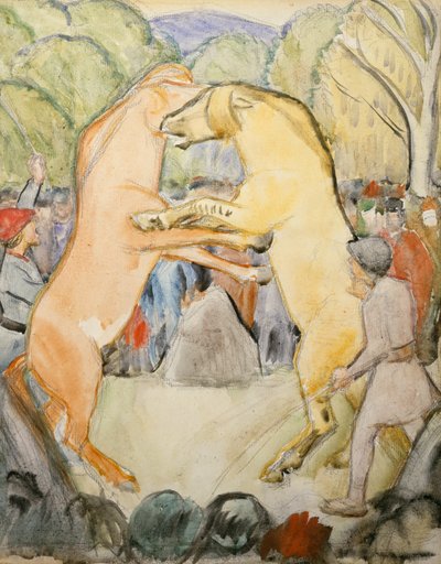Paardengevecht door Erik Theodor Werenskiold