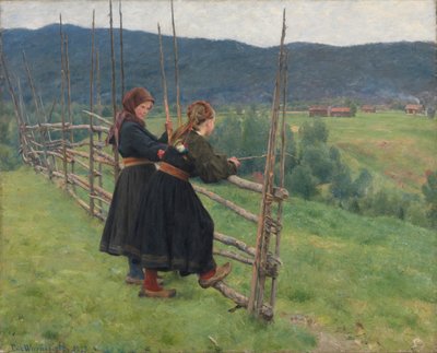 Uitzicht vanaf Gvarv in Telemark door Erik Theodor Werenskiold