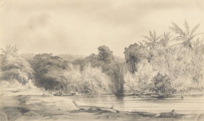 Ingang naar de Paiou rivier, Vanikoro eiland door Ernest Auguste Goupil