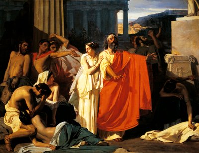 Oedipus en Antigone tijdens de plaag in Thebe, door Eugene-Ernest Hillemacher door Ernest Hillemacher