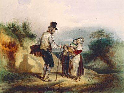 De korte weg, illustratie van aquarel door Ernest Grenier voor Les Misérables door Victor Hugo (1802-1885) door Ernest (after) Grenier