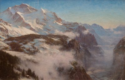Winter in de Lauterbrunnen-vallei, Zwitserland door Ernest Albert Waterlow