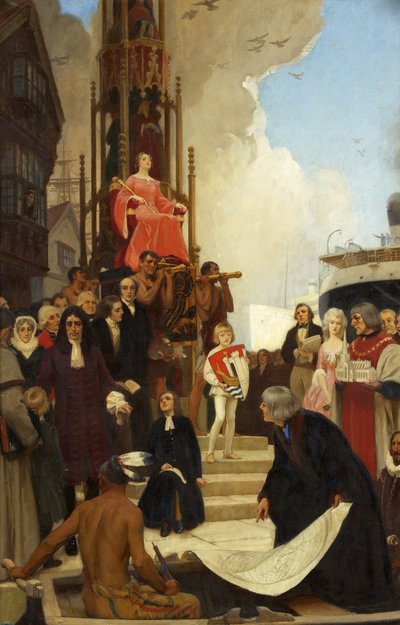 Een allegorisch beeld van Bristol door Ernest Board