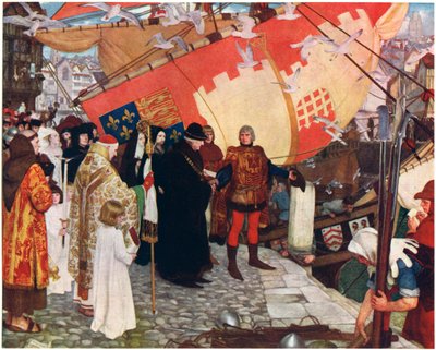 Het vertrek van John en Sebastian Cabot uit Bristol in 1497 door Ernest Board