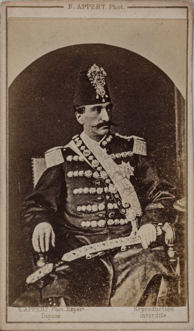 Portret van Nasser al-Din Shah Qajar 1831-1896, Shahanshah van Perzië, c. 1870 door Ernest Charles Appert