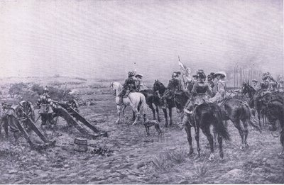 Prins Rupert bij de Slag om Marston, 2 juli 1644, illustratie uit Britse gevechten op land en zee, 1915 door Ernest Crofts